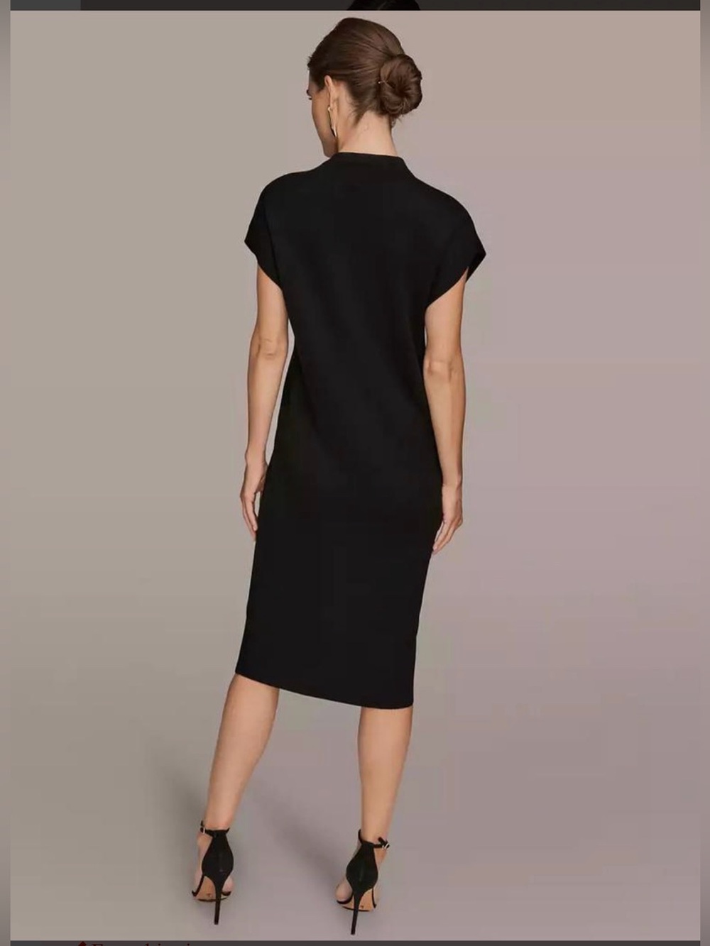 NWT Donna Karan Black High Neck Sweater Dress with Gold Brushstroke. XLARGE - Picture 12 of 15